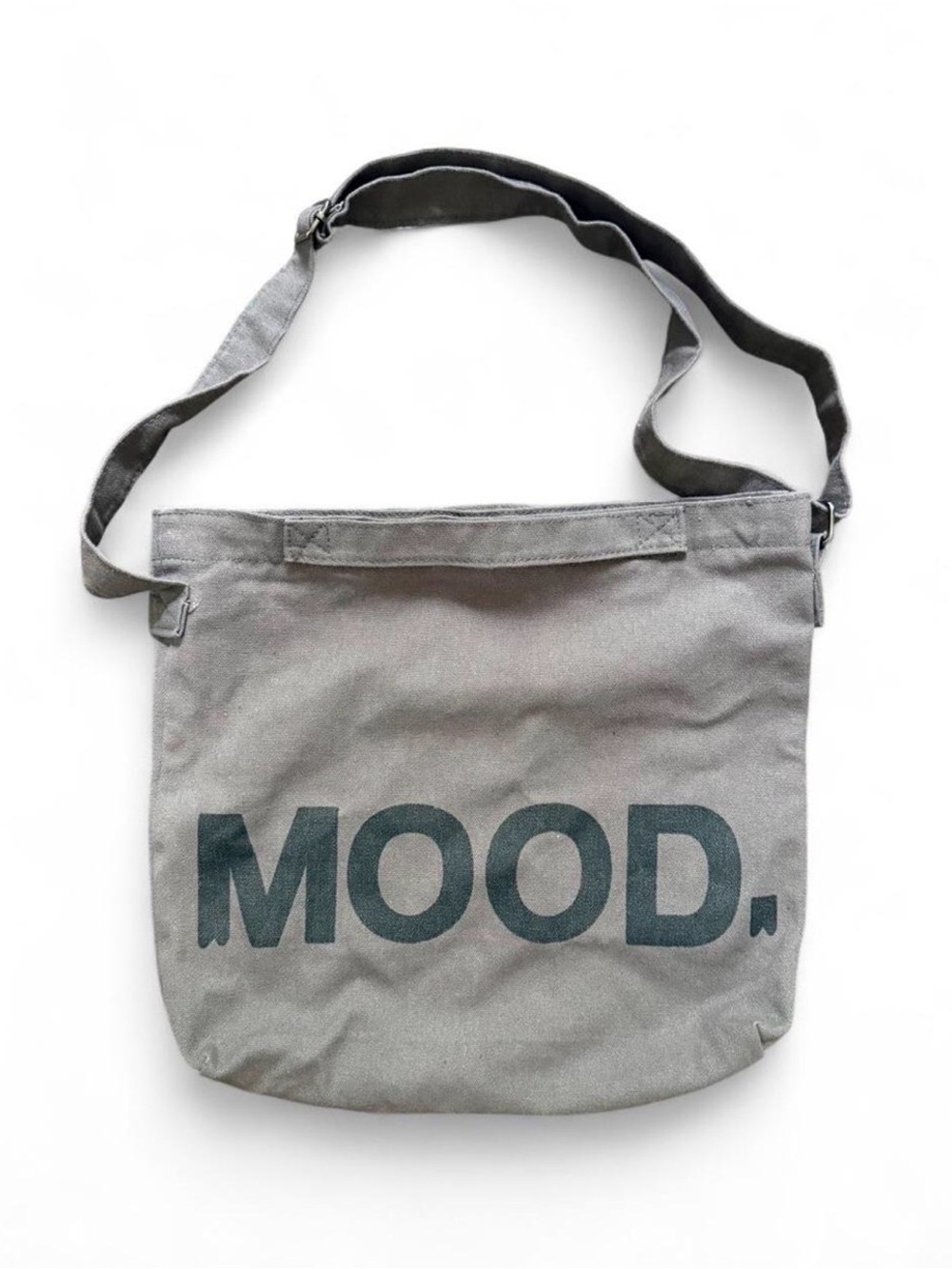 MOOD. Canvas crossbody/shoulder tote. Taupe. Top zip and carry handles